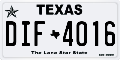 TX license plate DIF4016