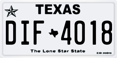 TX license plate DIF4018