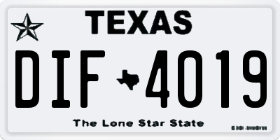 TX license plate DIF4019