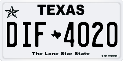 TX license plate DIF4020