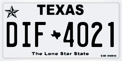 TX license plate DIF4021