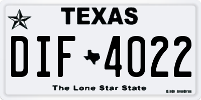 TX license plate DIF4022