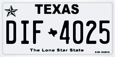 TX license plate DIF4025