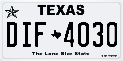 TX license plate DIF4030