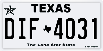 TX license plate DIF4031