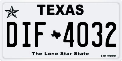 TX license plate DIF4032