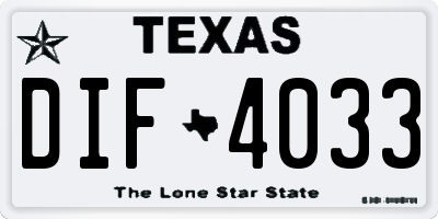 TX license plate DIF4033