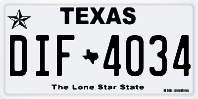 TX license plate DIF4034