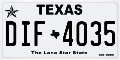 TX license plate DIF4035