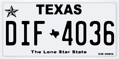 TX license plate DIF4036