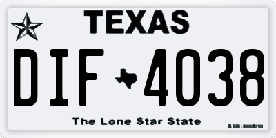 TX license plate DIF4038
