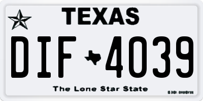 TX license plate DIF4039