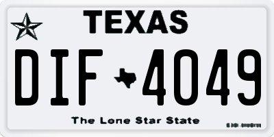 TX license plate DIF4049