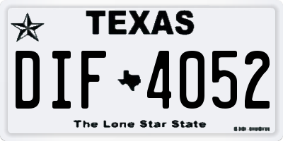 TX license plate DIF4052
