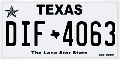 TX license plate DIF4063