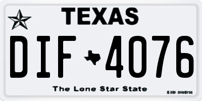 TX license plate DIF4076