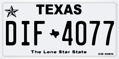 TX license plate DIF4077