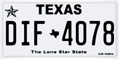 TX license plate DIF4078