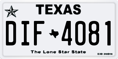 TX license plate DIF4081