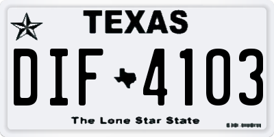TX license plate DIF4103