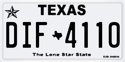 TX license plate DIF4110