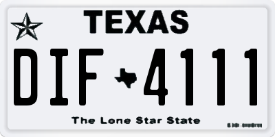 TX license plate DIF4111