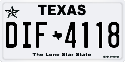 TX license plate DIF4118