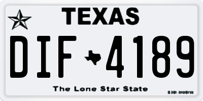 TX license plate DIF4189