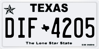 TX license plate DIF4205