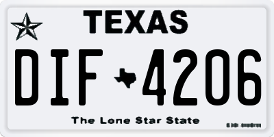 TX license plate DIF4206