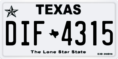 TX license plate DIF4315