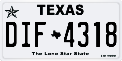 TX license plate DIF4318