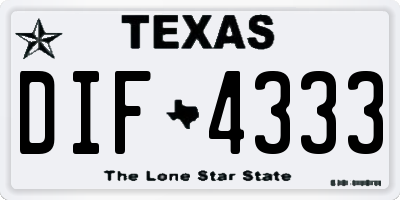 TX license plate DIF4333