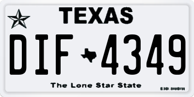 TX license plate DIF4349