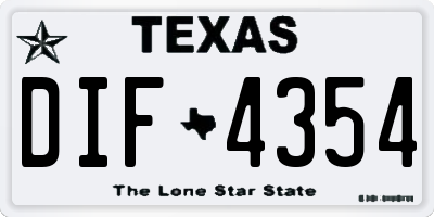 TX license plate DIF4354