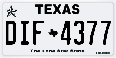 TX license plate DIF4377