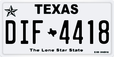 TX license plate DIF4418