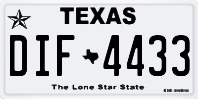 TX license plate DIF4433