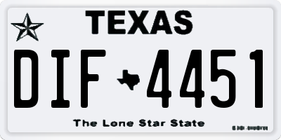 TX license plate DIF4451