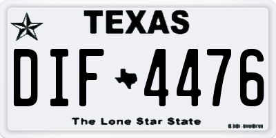 TX license plate DIF4476