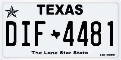 TX license plate DIF4481