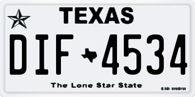 TX license plate DIF4534