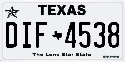 TX license plate DIF4538