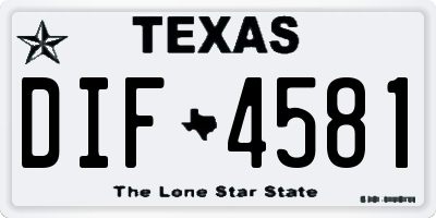 TX license plate DIF4581