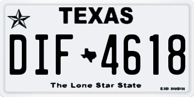 TX license plate DIF4618