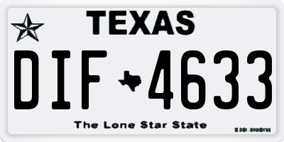 TX license plate DIF4633