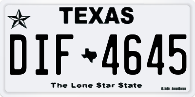 TX license plate DIF4645