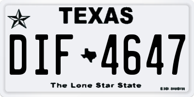 TX license plate DIF4647