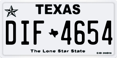 TX license plate DIF4654