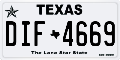 TX license plate DIF4669